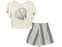TC ABALONE SET W/EMBROIDERED TOP &amp;amp; STRIPED SHORTS &amp;amp; ACC KID | JNR