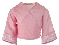 Μπλουζάκι υφαντό ρόζ δετό 